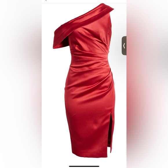 PLEATED ONE-SHOULDER SATIN DRESS - Picture 4 of 6